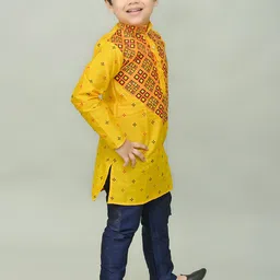 NFC CREATION Boys Printed Regular Dupion Silk Kurta with Pyjamas image 3