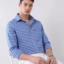 AD By Arvind Men Slim Fit Gingham Checked Spread Collar Pure Cotton Casual Shirt-image-91