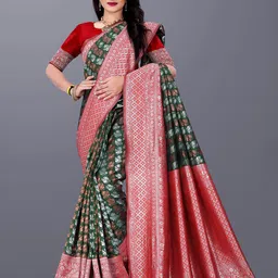 INDIOTSAV Ethnic Motifs Woven Design Banarasi Saree-picture-37
