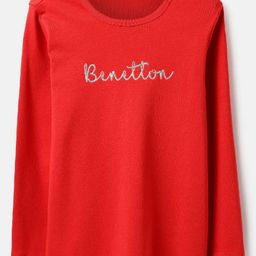 United Colors of Benetton Girls Typography Printed Round Neck Pure Cotton T-shirt-picture-49
