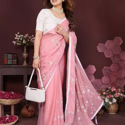 ROOP SUNDARI SAREES Floral Embroidered Sequinned Saree-image-87