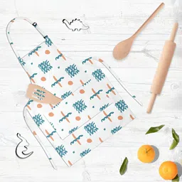 ArtzFolio Kids White & Blue Printed Cotton Aprons-5