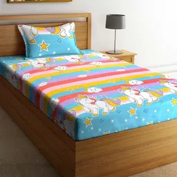 Myntra Elegant Homes Cartoon Characters 300 TC Single Bedsheet with 1 Pillow Covers-picture-46
