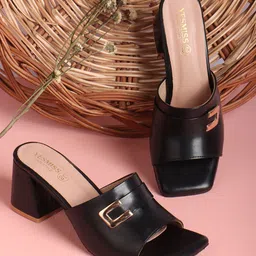 Yesmiss Block Mules with Buckles-16