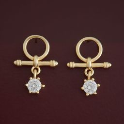 Kushal's Fashion Jewellery Silver Gold Plated Zircon Studded Contemporary Drop Earrings-picture-27