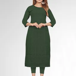 KAYRAAH Floral Embroidered Chikankari Kurta-picture-53