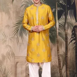 Sangria Men Embellished & Thread Work Silk Kurta-picture-22