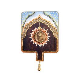 AAKRITI ART CREATIONS Brown & Blue Divya-III Wall Decor Frame With Brass Surya Dev-image-29