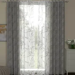 rosarahome Grey Traditional Polyester 7 Ft Semisheer Eyelet Door Curtains (Set of 4)-picture-47