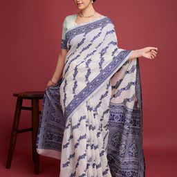 Durga Textile Ethnic Motifs Woven Design Zari Pure Cotton Taant Saree-picture-0