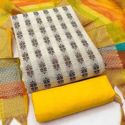 HERE&NOW Jacquard Ethnic Motifs Woven Design Cotton Unstitched Dress Material-image-26
