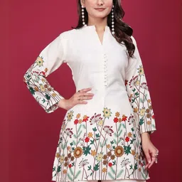 Moda Rapido Women Floral Printed Regular Pure Cotton Kurta with Trousers-picture-28