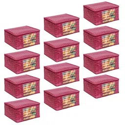 prettykrafts Maroon & Black 12 Pieces Floral Printed Foldable Cloth Organisers-0