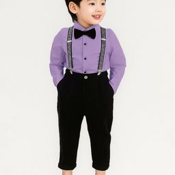 purple sky Boys Long Sleeves Shirt With Trousers & Suspenders-picture-12