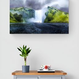 Tushaco Handicrafts Green & White Waterfall Canvas Wall Art-picture-15