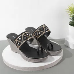WALKWAY by Metro Women Embellished One Toe Wedges Sandals-47