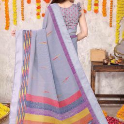KALINI Woven Design Block Print Saree image 3
