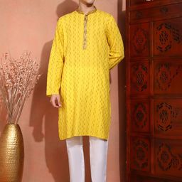 SWAGG INDIA Men Ethnic Motifs Embroidered Thread Work Kurta-19