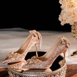 Ozzaro Women Embellished Suede Ethnic Block Pumps-9