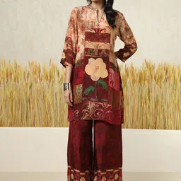 Soch Floral Printed Mandarin Collar A-Line Tunic & Palazzos-picture-10