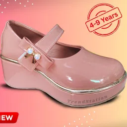FootStation Girls Peach Mary Janes Wedge Heels-picture-7