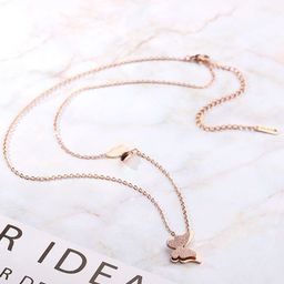 DressBerry Rose Gold-Plated Butterfly Shaped Pendant With Chain-image-76