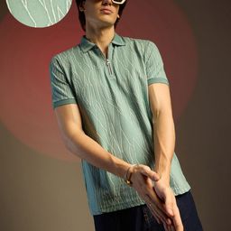 Campus Sutra Men Abstract Printed Polo Collar Cotton T-shirt-image-33