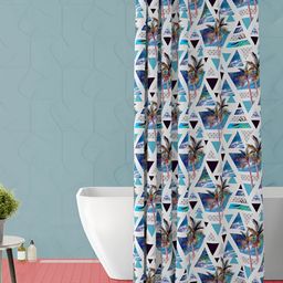 ArtzFolio White & Blue Printed Waterproof Shower Curtain-image-84