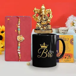 CraftVatika 5-Pcs Rakhi With Showpiece & Mug Tilak With GreetingCard-5