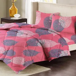 VAS COLLECTIONS Pink & Blue Floral Polycotton 4 Piece Double Extra Large Superfine Bedding Set-picture-18