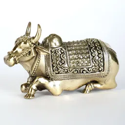 Exotic India Small Superfine Nandi Brass Statue Vahana Of Lord Shiva-image-55