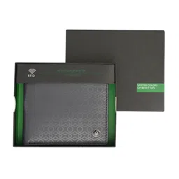 United Colors of Benetton Men Geometric Textured Leather Two Fold Wallet-54