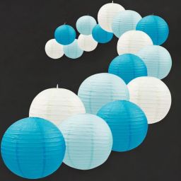 Blue, White Paper Hanging Lantern-image-53