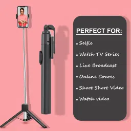 CROWNVIZ Selfie Stick Tripod All in One Professional 67'' Selfie Stick with Large Reinforced Tripod Stand Bluetooth Selfie Stick with Wireless Remote & Collar Mic Bluetooth Selfie Stick image 3