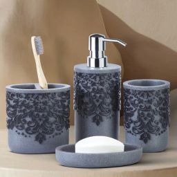 Grey and Black Polyresin Bath Set (Set of 4) By Obsessions-picture-34