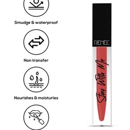 Renee Stay With Me Non Transfer Matte Liquid Lipstick with Vitamin E 5ml- Slay With Salmon image 3
