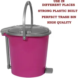 Kuber Industries Pink & Grey  2 Pieces Durable Pedal Dustbin With Handle - 10 L Each image 2