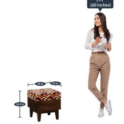 Globally Indian Set of 2 Multi-Coloured Mango Wood Ottoman image 2
