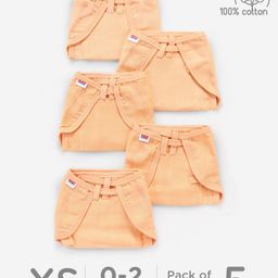 Babyhug Muslin Cloth Nappy Set of 5 Extra Small - Peach-14