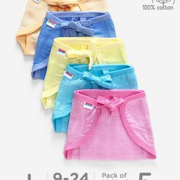 Babyhug Muslin Cloth Nappy Set of 5 Large- Multicolor-19