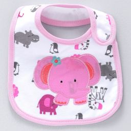 Babyhug Knitted Velcro Bib Elephant Print (Colour May Vary)-0