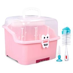 Babyhug 2 in 1 Bottle Drying Rack with Storage Box - Pink & 2 In 1 Bottle & Nipple Cleaning Brush Combo Pack-image-35