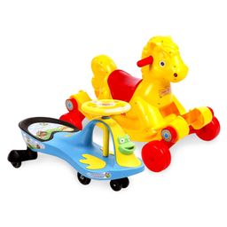 Babyhug Rock 'O' Ride Pony Ride-on - Yellow AND Babyhug Froggy Gyro Swing Car With Easy Steering Wheel - Blue-19