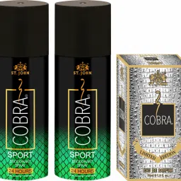 Cobra Deodorant Sport 150ML (Pack of 2) & Cobra Limited Edition 30ML Gift Pack-36