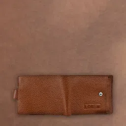LOREM Men Tan & Black Textured Leather Two Fold Wallet with SIM Card Holder image 3