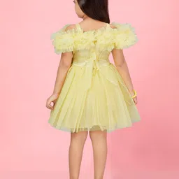 BAESD Girls Flutter Sleeve Net Fit & Flare Dress image 2