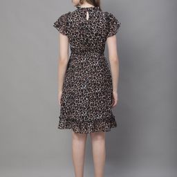 MINI & MING Abstract Printed High Neck Georgette A-Line Dress image 5