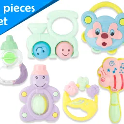 fiddlerz Rattles and Teether for Babies Lovely Attractive Non Toxic Rattles (Set of 6) Rattle image 5