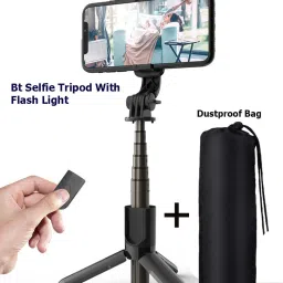 BUFONA Bluetooth Selfie Stick Tripod Stand with Shutter Remote, Flash Light +Carry Bag Tripod, Monopod, Monopod Kit, Tripod Kit-10