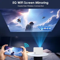 Omex 4K Android Dolby Audio Dual Wifi 5G BT5.0 6D Keystone E-Focus 9500LM ( 750 ANSI) (9500 lm / 2 Speaker / Wireless / Remote Controller) Portable Projector image 2